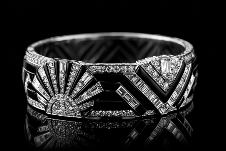 Art Deco silver and marcasite geometric brooch from the 1920s