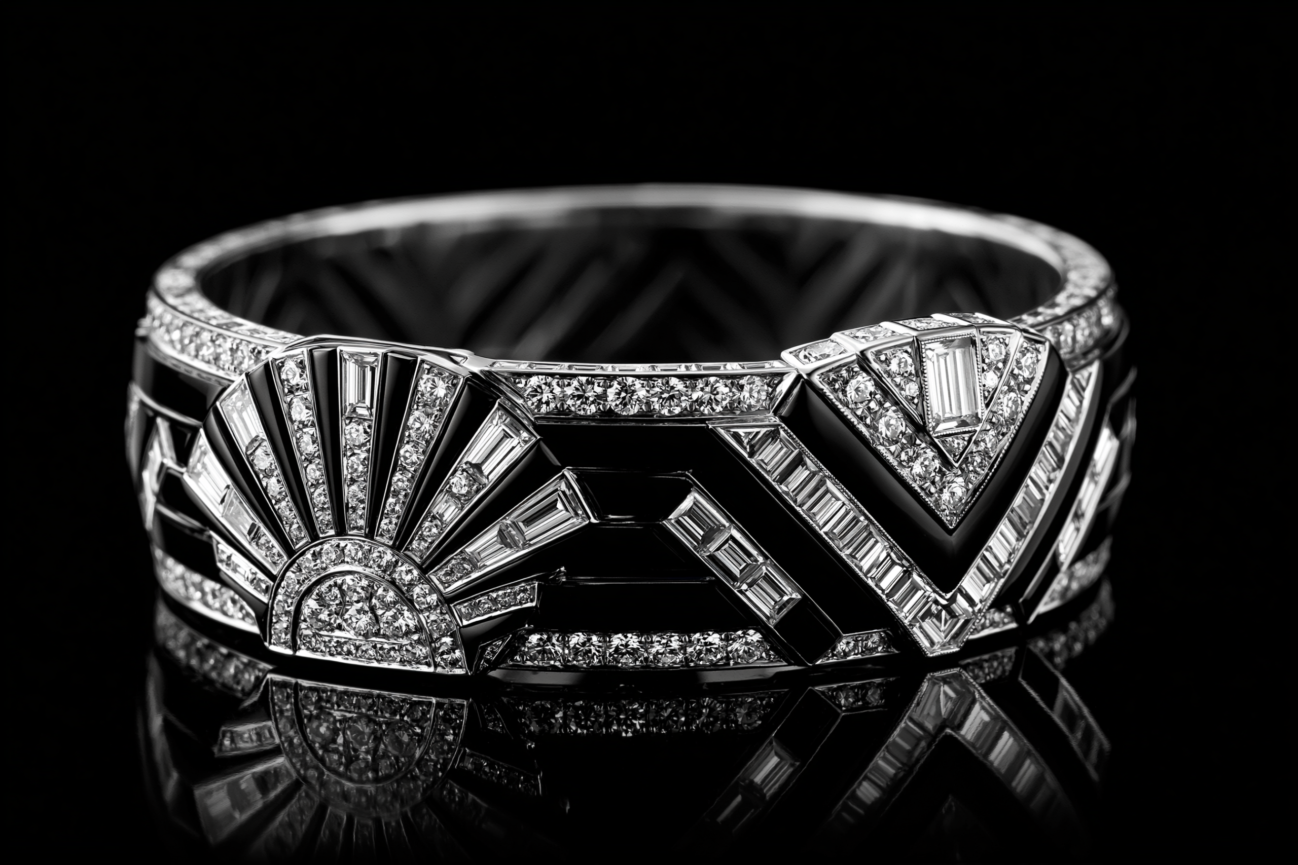 Art Deco silver and marcasite geometric brooch from the 1920s