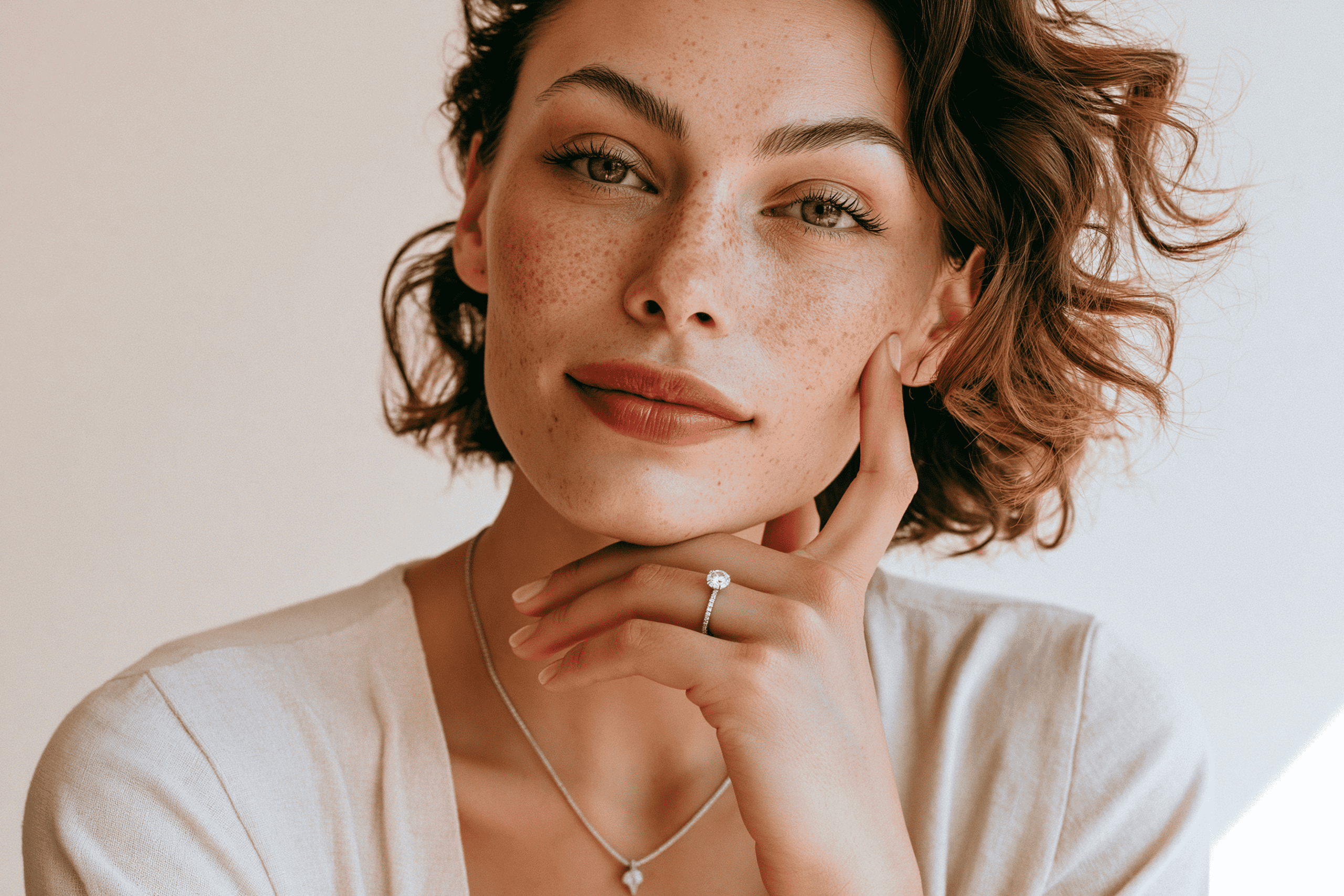Professional woman wearing understated lab-grown diamond studs at the office