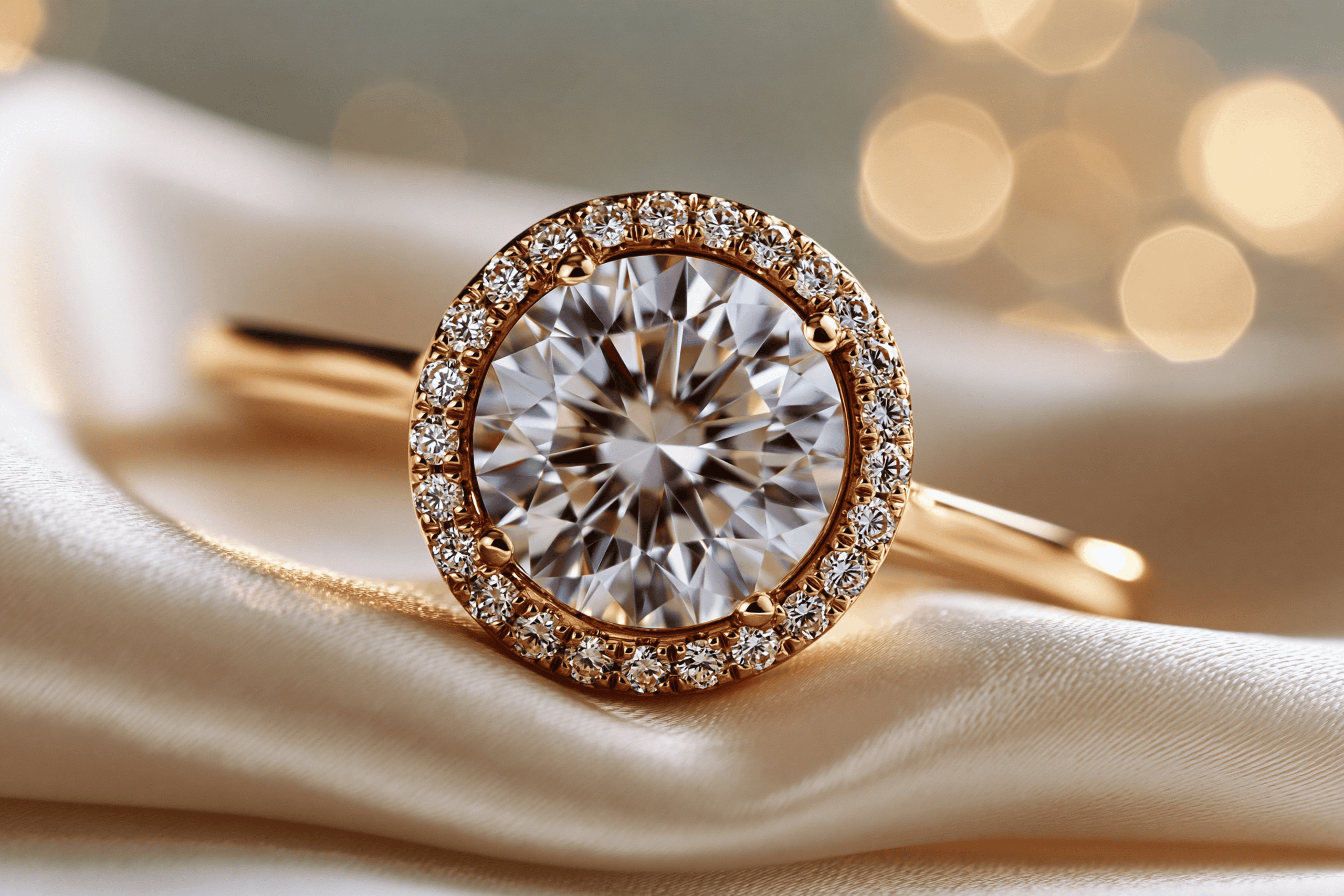 Halo pave diamond engagement ring