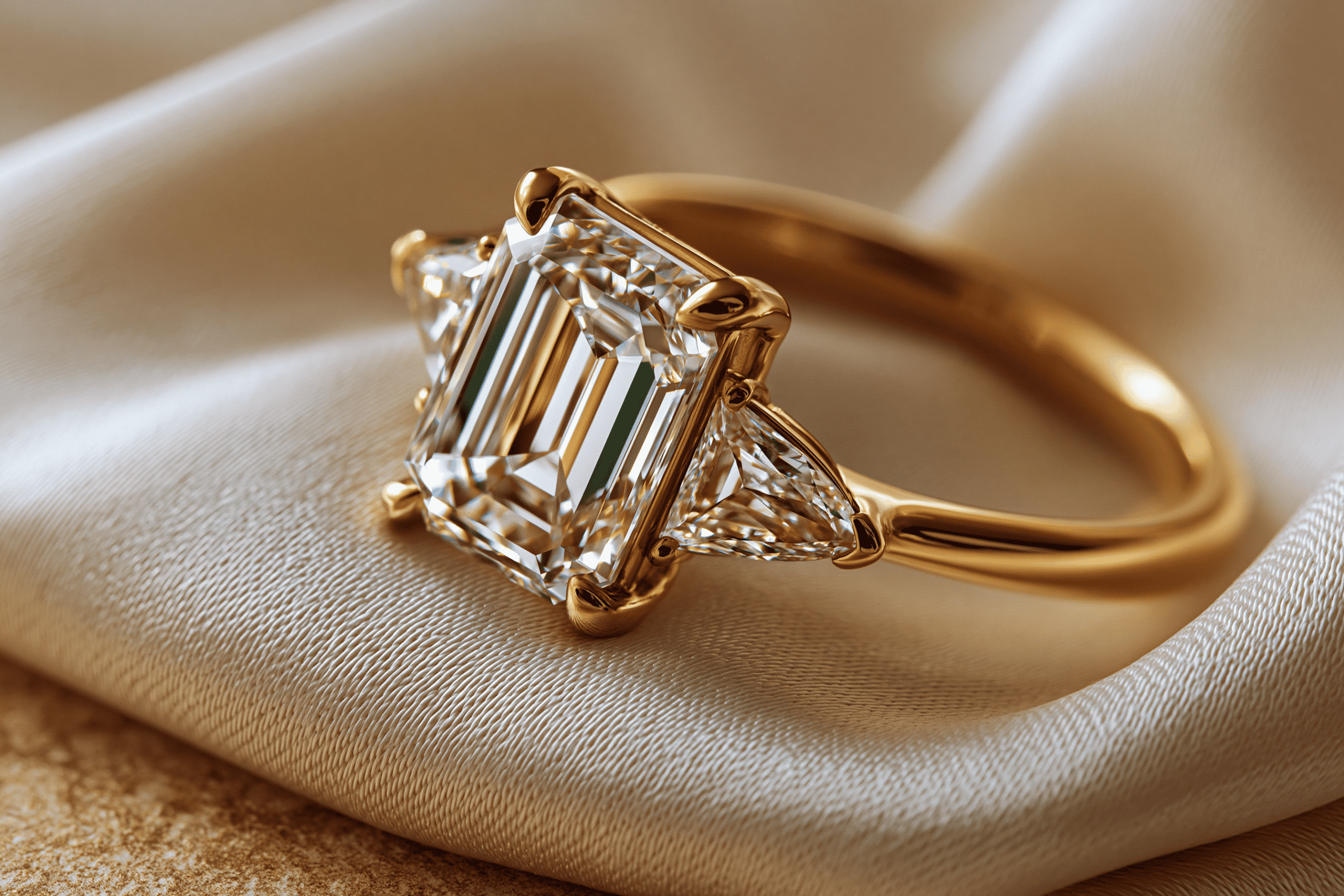 Three-stone lab-grown diamond engagement ring