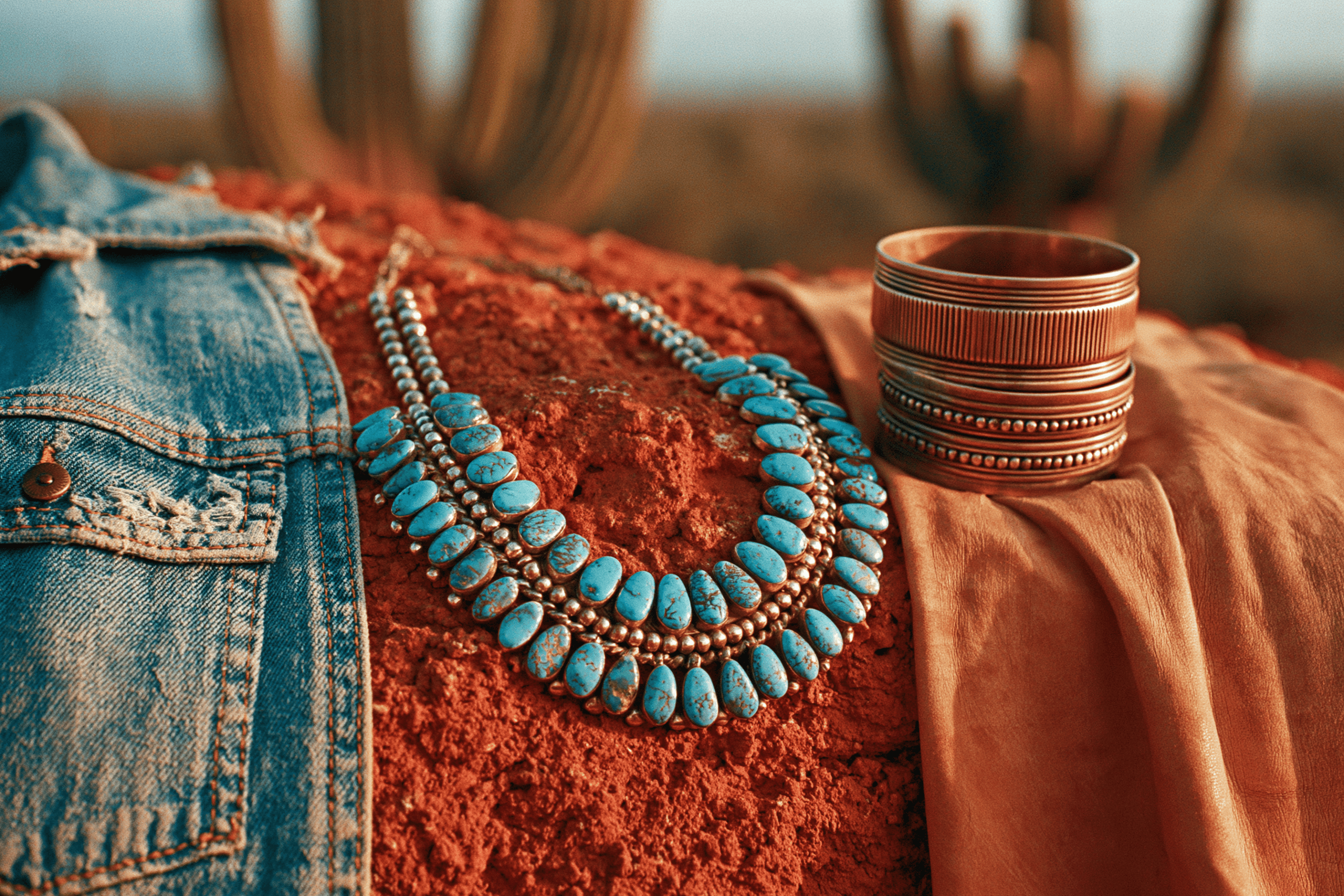 Turquoise and silver Southwestern jewelry